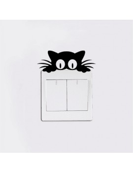 Cat Head Light Switch Sticker Funny Cartoon Animal Vinyl Wall Stickers For Kids