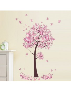YEDUO Butterfly Flower Tree Wall Stickers Decals Girls Women Bedroom Decor