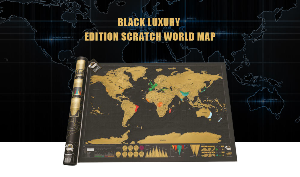 Black Luxury Edition Scratch World Map 82.5 x 59.4cm