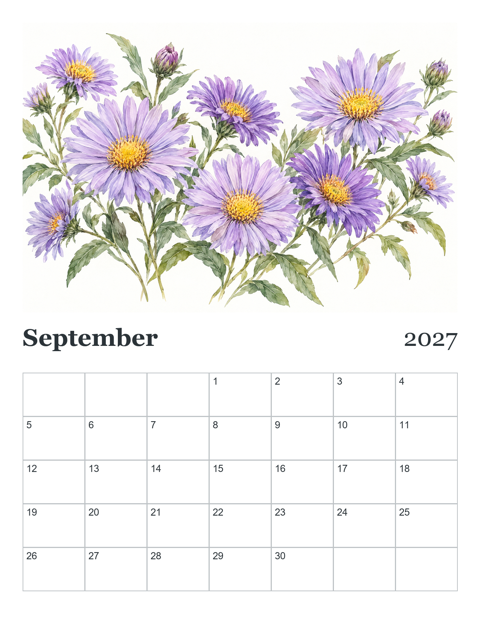 Preview of Illustrated 2027 Wall Calendar